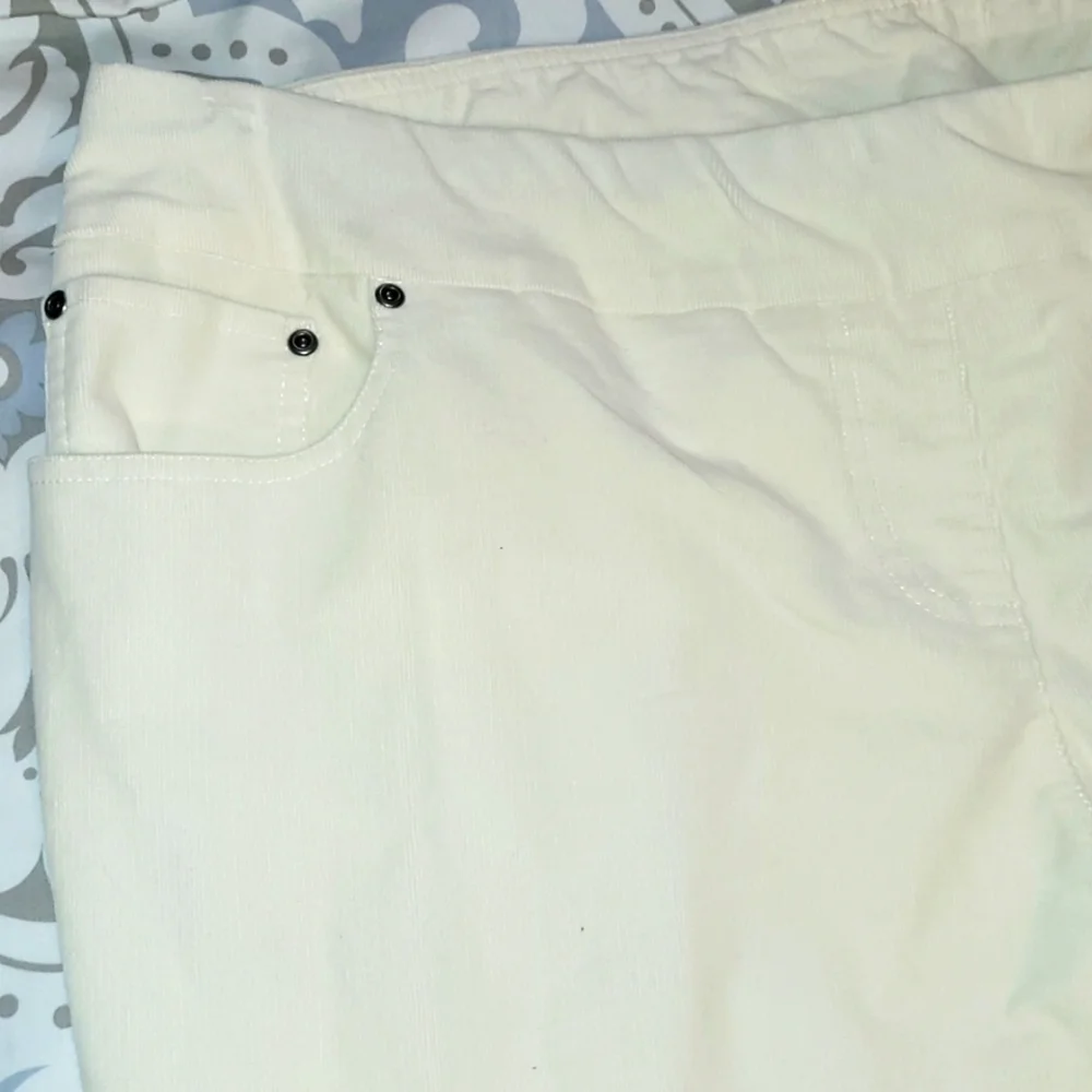 Slimsation Pants NWT 22W Cream Corduroy Straight Leg Stretch Tummy Control Fall